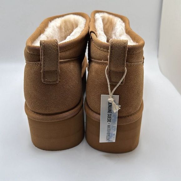 CUSHIONAIRE Women's Genuine Suede pull on platform boot +Memory Foam 9.5 CHESTNU - Picture 4 of 7